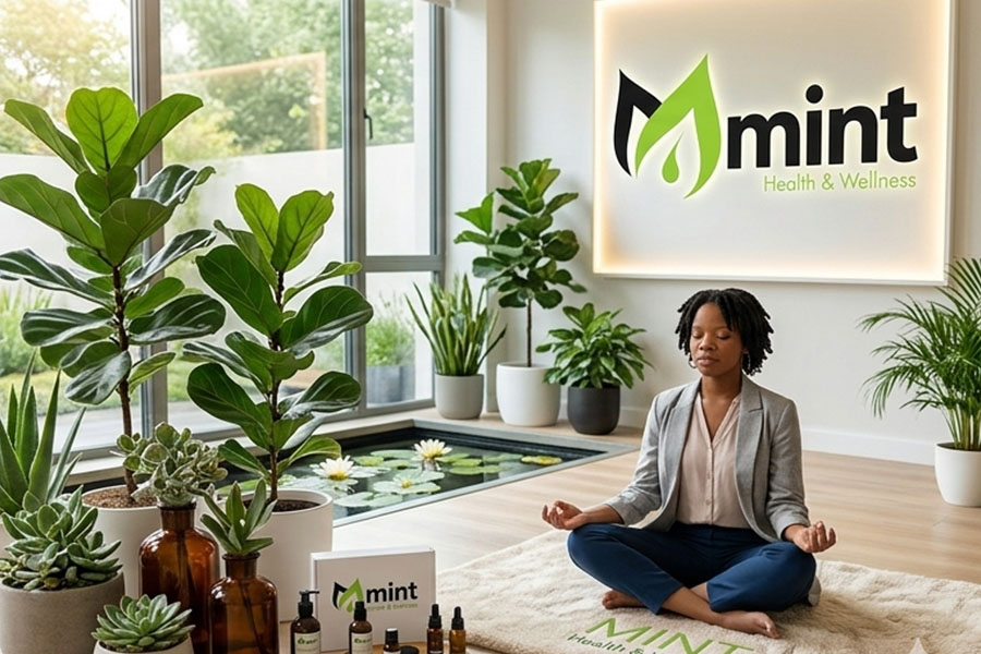 Young African woman in a breathwork session, eyes closed, peaceful expression